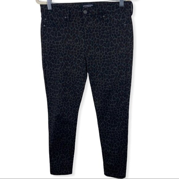 Nordstrom Liverpool Madonna Knit Cheetah Print Legging Brown Boho Size 8 or 29 - Picture 3 of 11